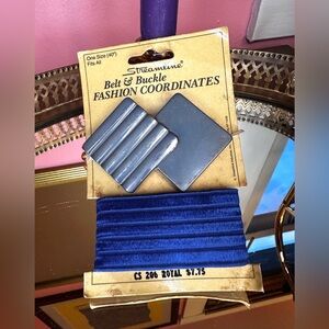 1970's Streamline Fashion Coordinate Deadstock Cornflower Blue Belt & Buckle Set